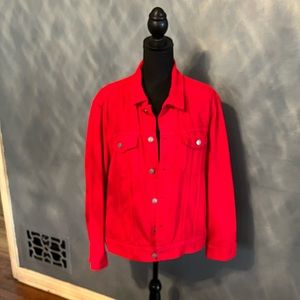 H&M Red trucker style denim jacket, Size L,